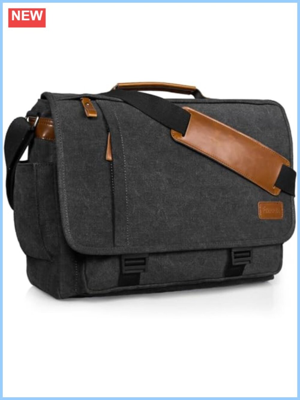 ESTARER Water-Resistant Canvas Messenger Bag 17-17.3 Inch Laptop Satchel